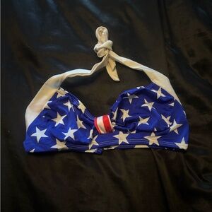 Roma Blue and White Bikini Top